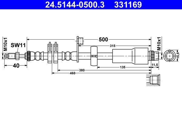 ATE 24.5144-0500.3 Brake Hose