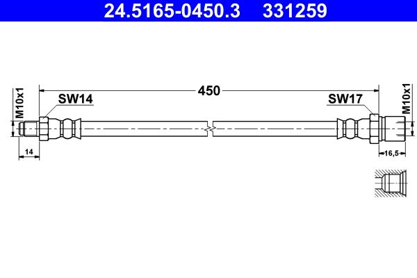ATE 24.5165-0450.3 Brake Hose