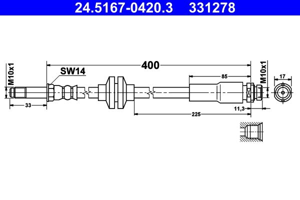 ATE 24.5167-0420.3 Brake Hose