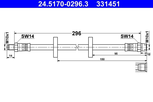 ATE 24.5170-0296.3 Brake Hose
