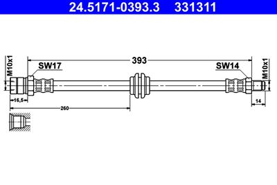 Brake Hose ATE 24.5171-0393.3