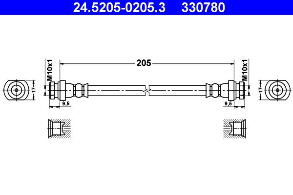 ATE 24.5205-0205.3 Brake Hose