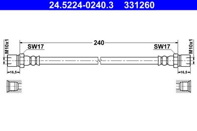 Brake Hose ATE 24.5224-0240.3