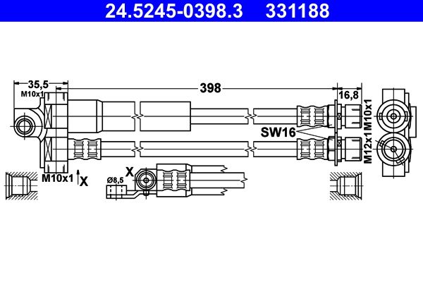ATE 24.5245-0398.3 Brake Hose