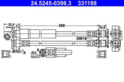 Brake Hose ATE 24.5245-0398.3