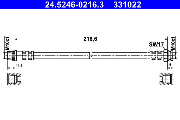ATE 24.5246-0216.3 Brake Hose