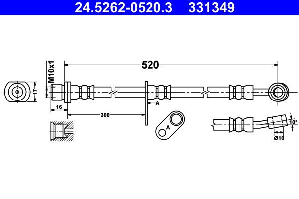 ATE 24.5262-0520.3 Brake Hose