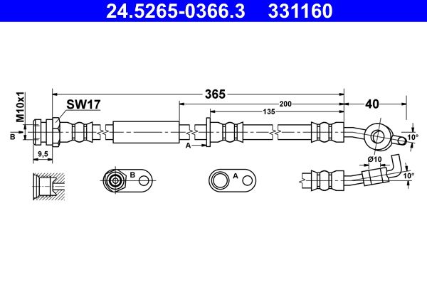 ATE 24.5265-0366.3 Brake Hose