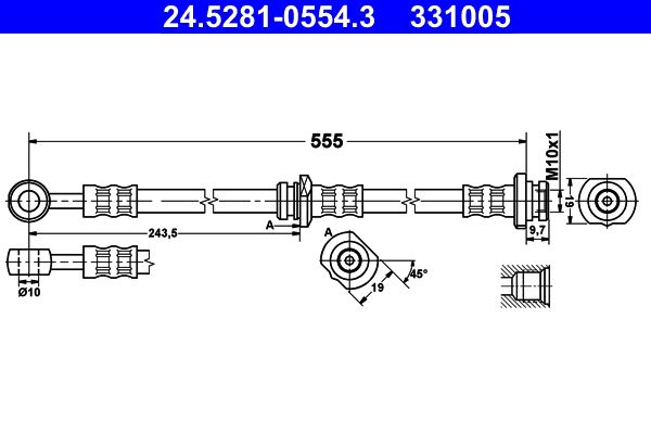 ATE 24.5281-0554.3 Brake Hose