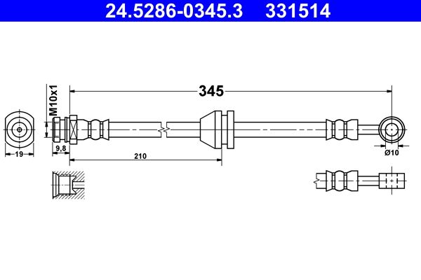 ATE 24.5286-0345.3 Brake Hose