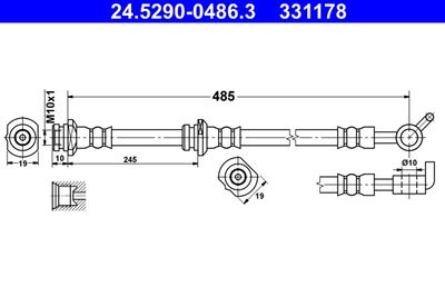Brake Hose ATE 24.5290-0486.3