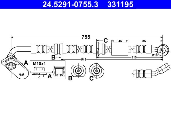 ATE 24.5291-0755.3 Brake Hose