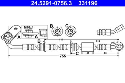 Brake Hose ATE 24.5291-0756.3