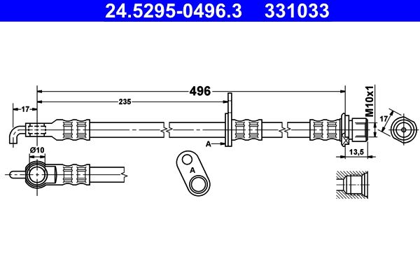 ATE 24.5295-0496.3 Brake Hose