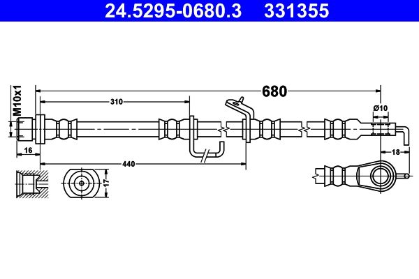 ATE 24.5295-0680.3 Brake Hose