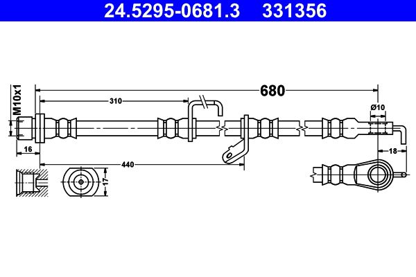ATE 24.5295-0681.3 Brake Hose