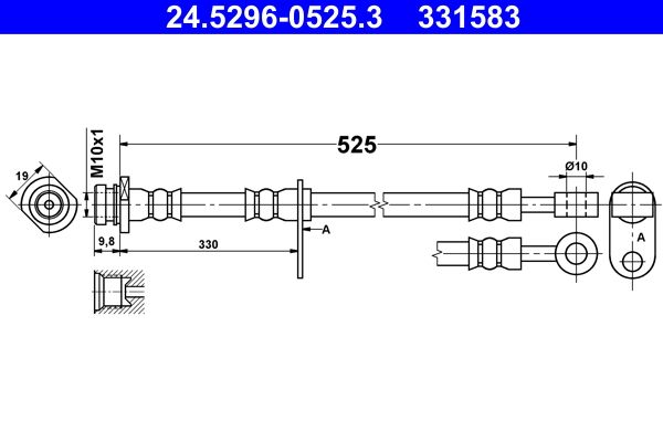 ATE 24.5296-0525.3 Brake Hose