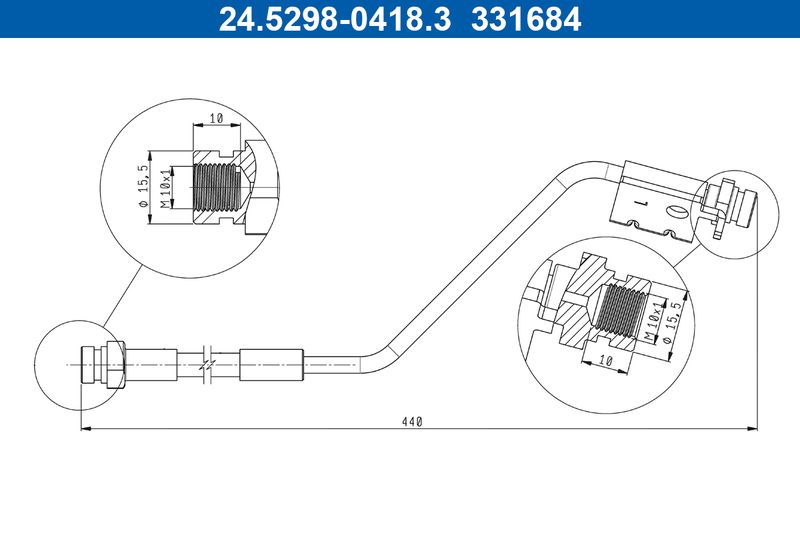 ATE 24.5298-0418.3 Brake Hose