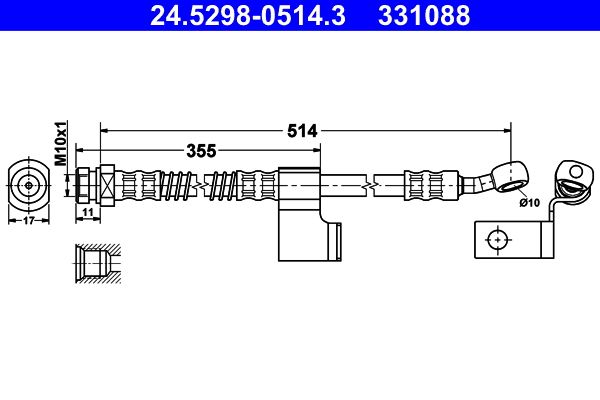 ATE 24.5298-0514.3 Brake Hose