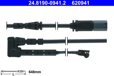Warning Contact, brake pad wear ATE 24.8190-0941.2