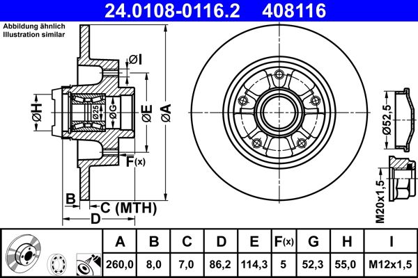 ATE 24.0108-0116.2 Brake Disc