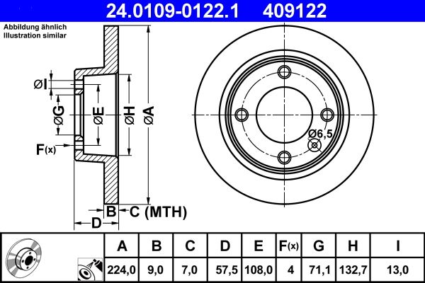 ATE 24.0109-0122.1 Brake Disc