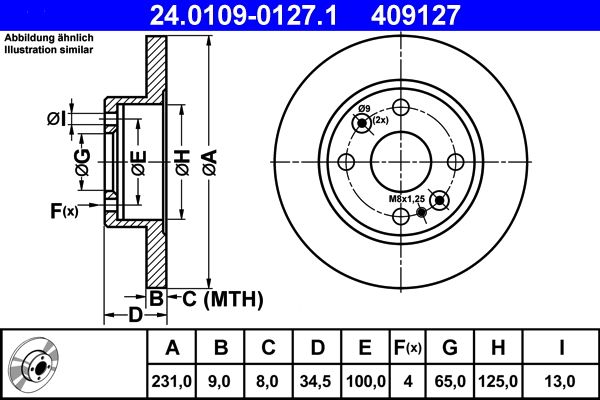 ATE 24.0109-0127.1 Brake Disc