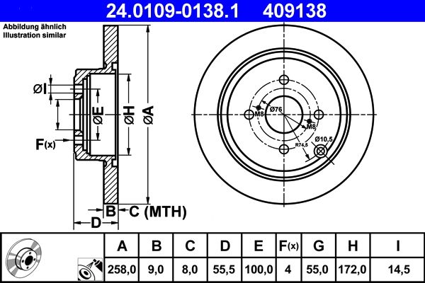 ATE 24.0109-0138.1 Brake Disc