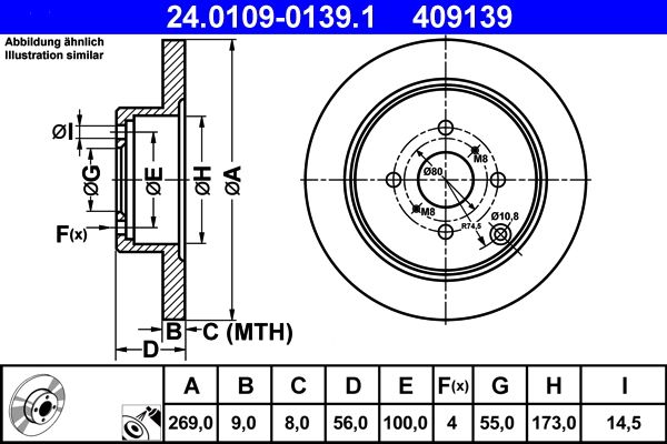 ATE 24.0109-0139.1 Brake Disc
