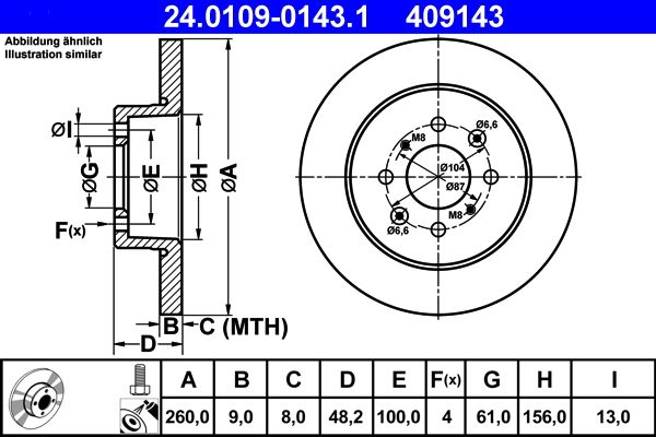 ATE 24.0109-0143.1 Brake Disc