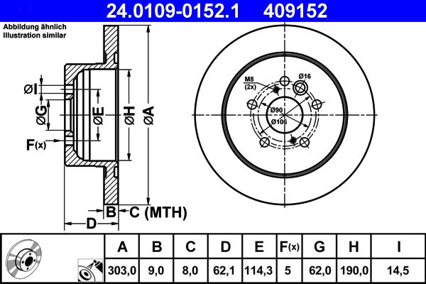 ATE 24.0109-0152.1 Brake Disc