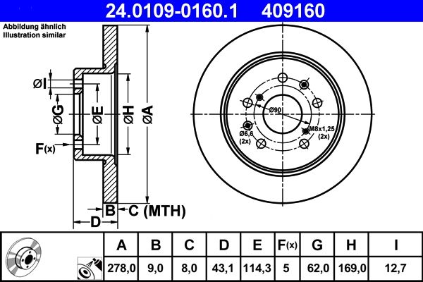 ATE 24.0109-0160.1 Brake Disc