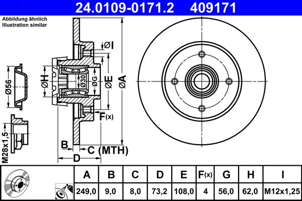 ATE 24.0109-0171.2 Brake Disc