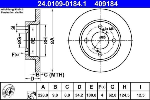 ATE 24.0109-0184.1 Brake Disc