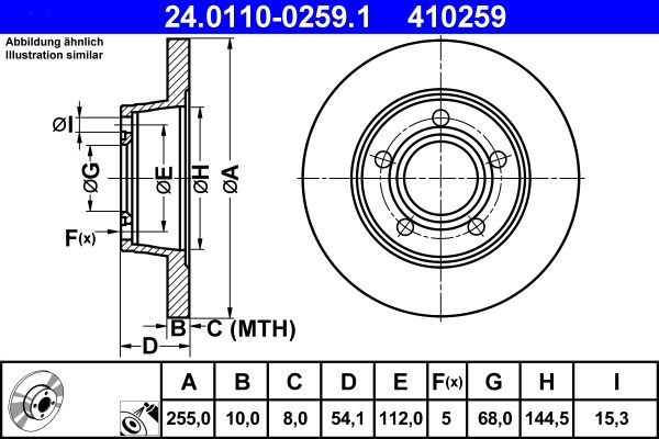 ATE 24.0110-0259.1 Brake Disc