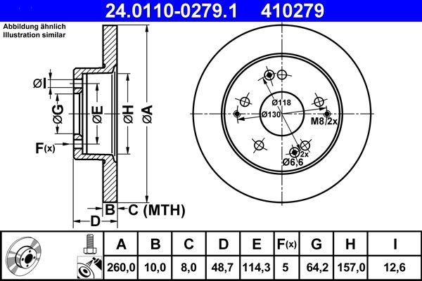 ATE 24.0110-0279.1 Brake Disc