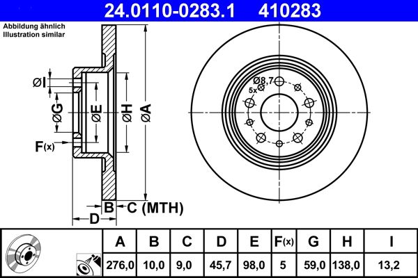 ATE 24.0110-0283.1 Brake Disc