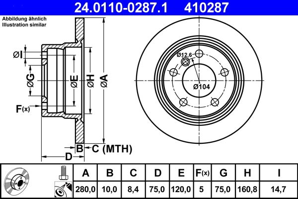 ATE 24.0110-0287.1 Brake Disc