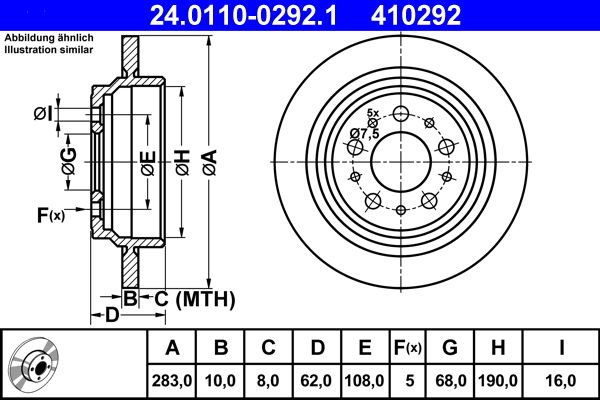 ATE 24.0110-0292.1 Brake Disc