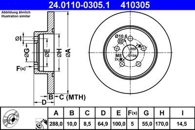 Brake Disc ATE 24.0110-0305.1