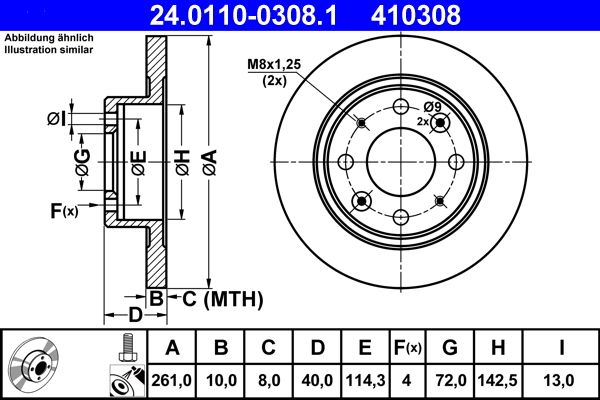 ATE 24.0110-0308.1 Brake Disc