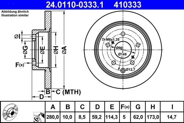 ATE 24.0110-0333.1 Brake Disc