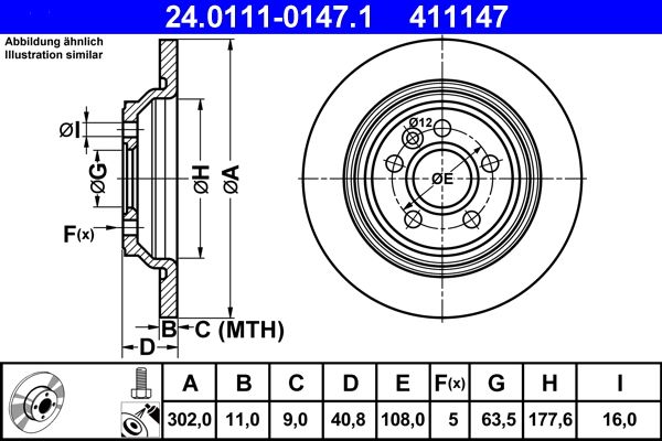 ATE 24.0111-0147.1 Brake Disc