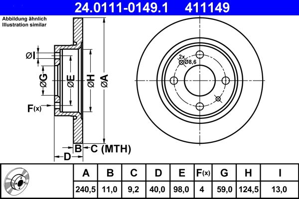 ATE 24.0111-0149.1 Brake Disc