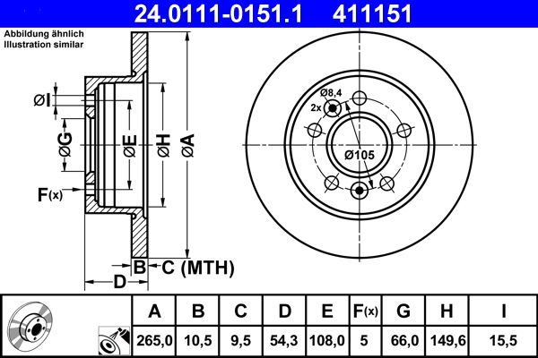 ATE 24.0111-0151.1 Brake Disc
