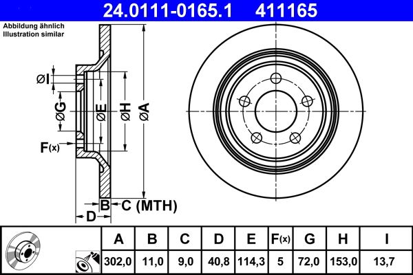 ATE 24.0111-0165.1 Brake Disc