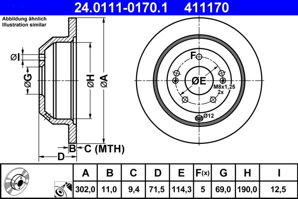 ATE 24.0111-0170.1 Brake Disc