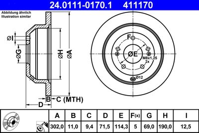 Brake Disc ATE 24.0111-0170.1