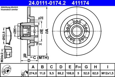 Brake Disc ATE 24.0111-0174.2