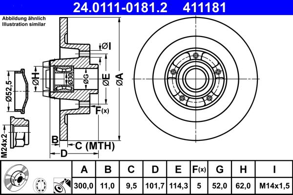 ATE 24.0111-0181.2 Brake Disc